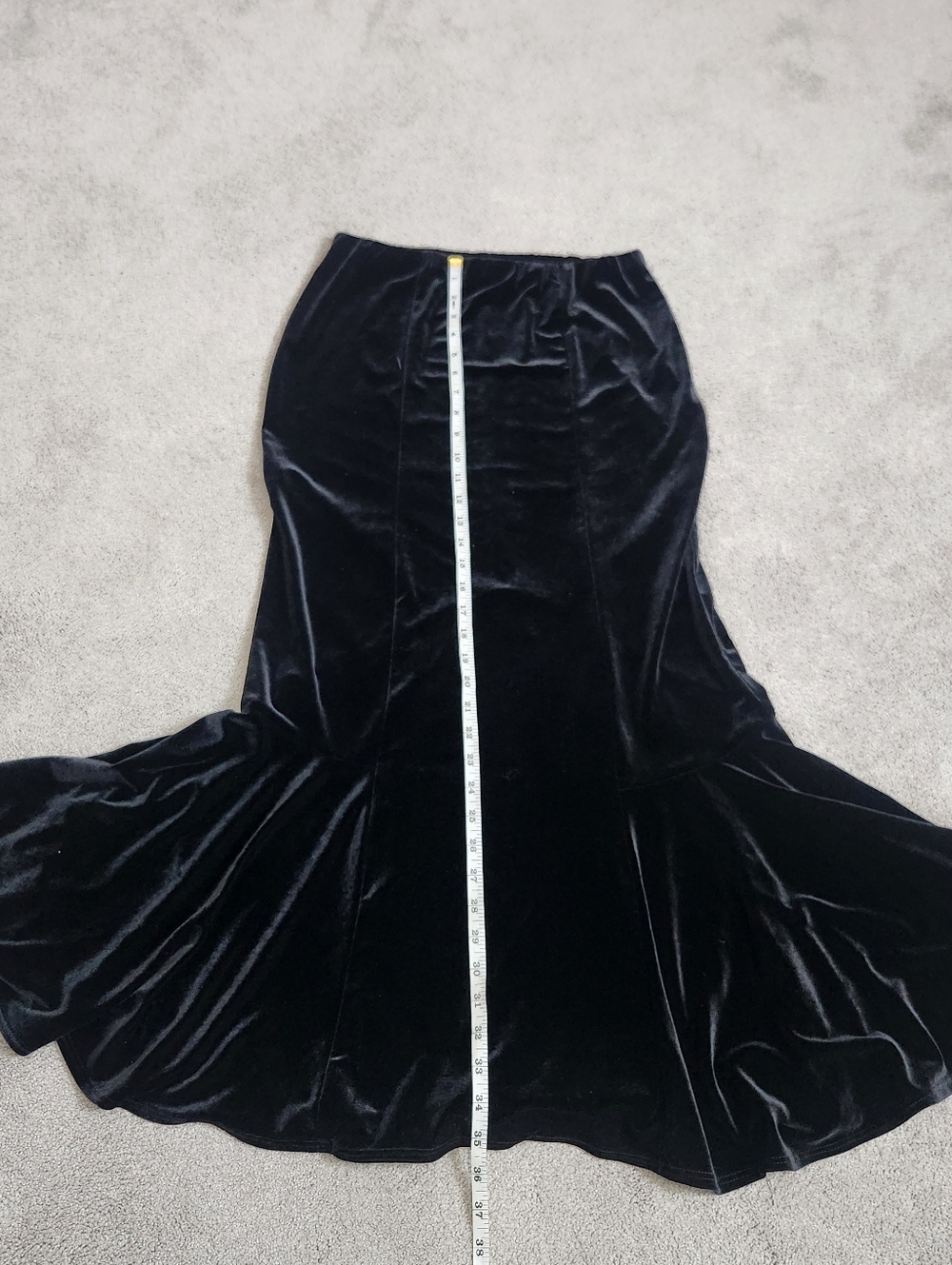Black Velvet Maxi Skirt Mermaid Cut Fits Large Soft Stretchy - Picture 11 of 13